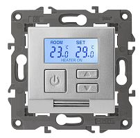 Терморегулятор электронный с датчиком без рамки Эра Elegance 0С +50С алюминий картинка